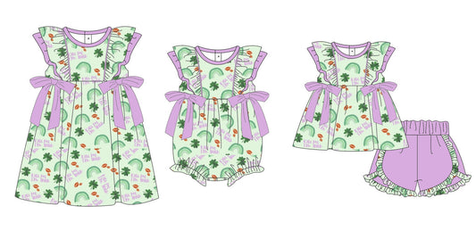 Baby Girl St. Patrick's Day Rainbow Sibling Matching Romper Dress Clothes Set Moq 5 Each Design