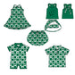 ( Moq 5 Each Style ) Baby Boys Girls Toddler Green Bows Team Sibling Shorts Dress Shirt Set Clothes