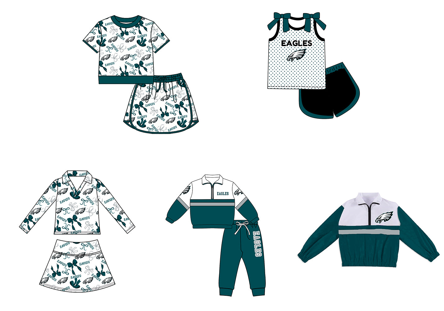 ( Moq 5 Each Style ) Sibling Baby Girls Kids Bows Team Shirt Sets Clothes