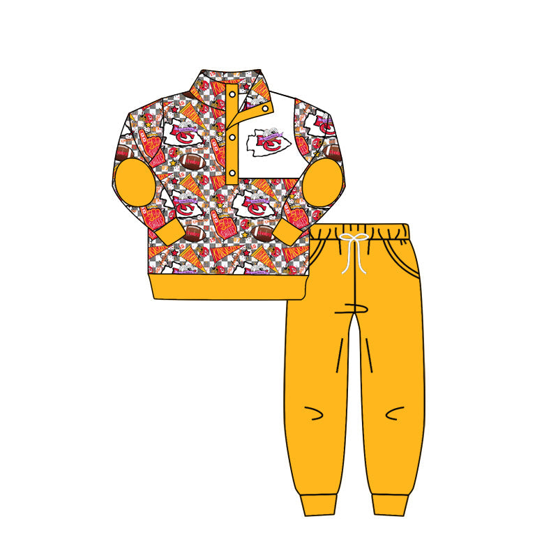 Baby Boy Long Sleeves KC Shirt Yellow Pants Fall Clothes Team Set