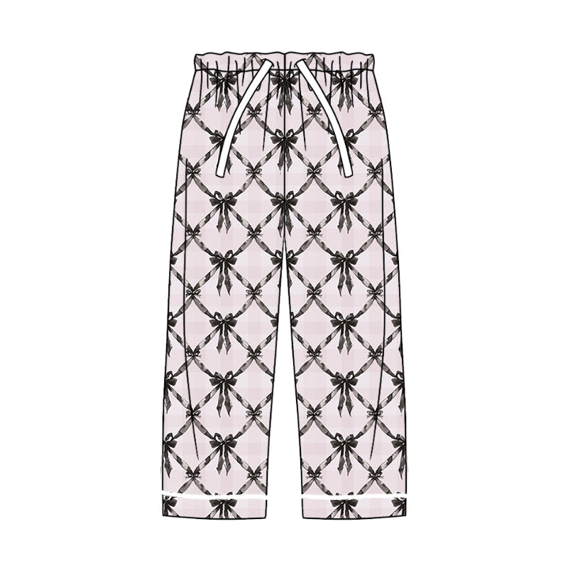 Adult Woman Black Bows Pajamas Pants