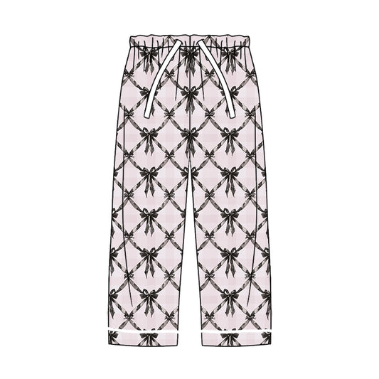 Adult Woman Black Bows Pajamas Pants