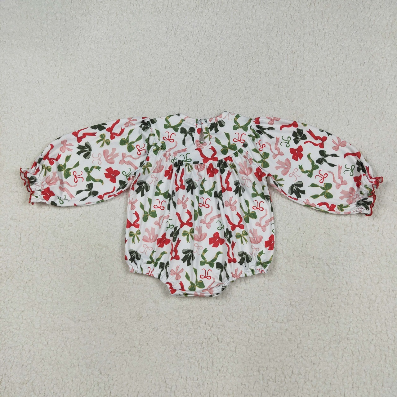 Sibling Baby Girls Christmas Green Red Bows Pockets Jumpsuits Knee Length Dress