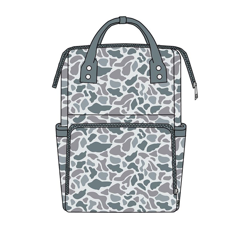( Moq 5 ) Preorder Baby Boys Kids Grey Camo Zipper Backpack School Bag