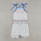 Baby Girls Kids Straps Bows Tops Pockets Skirt Shorts Yoga Set RTS