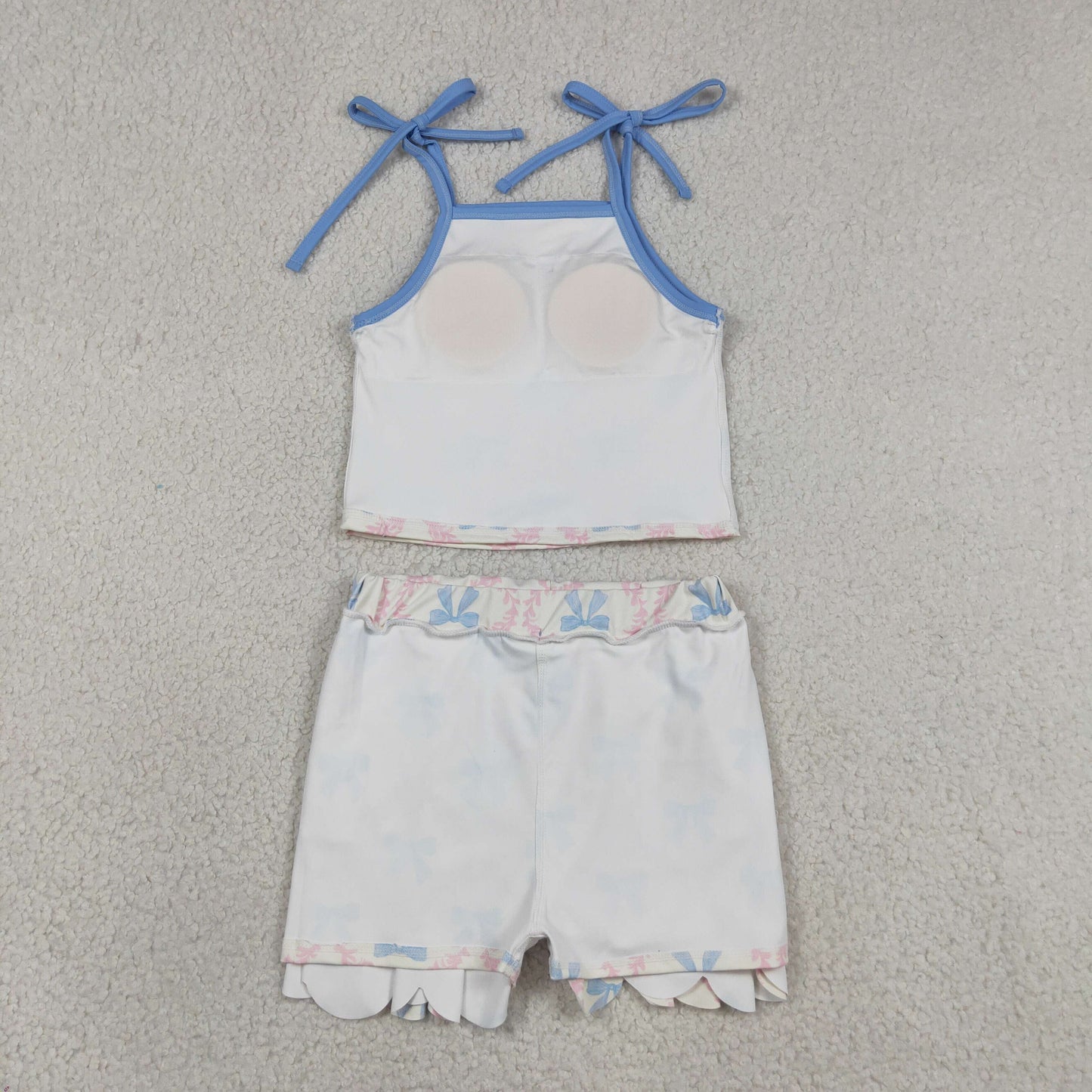 Baby Girls Kids Straps Bows Tops Pockets Skirt Shorts Yoga Set RTS