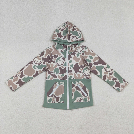 Baby Boy Long Sleeves Deer Camo Zipper Pockets Hoodie Cardigan Shirt Tops RTS