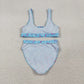 Adult Women Sleeveless Blue Tops Drip Shorts Summer Swimsuit Set RTS