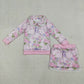 Baby Girls Kids Long Sleeves Flower Zipper Tops Shorts Skirt Pink Clothes Set RTS
