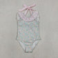 Baby Girls Kids Stripes Bows Floral Summer One-piece Swimsuit RTS