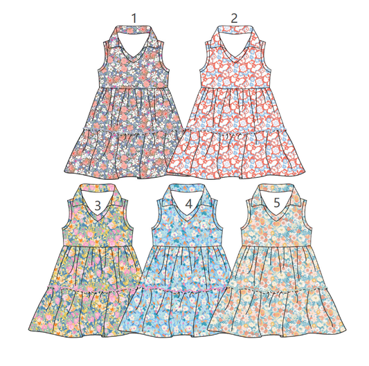 ( Moq 5 Each Style ) Sibling Baby Girls Kids Sleeveless Floral Ruffle Knee Length Dresses Clothes