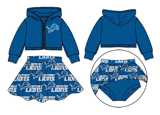 Baby Girl Toddler Zipper Blue Hoodie Tops Skirt Shorts Team Set Moq 5