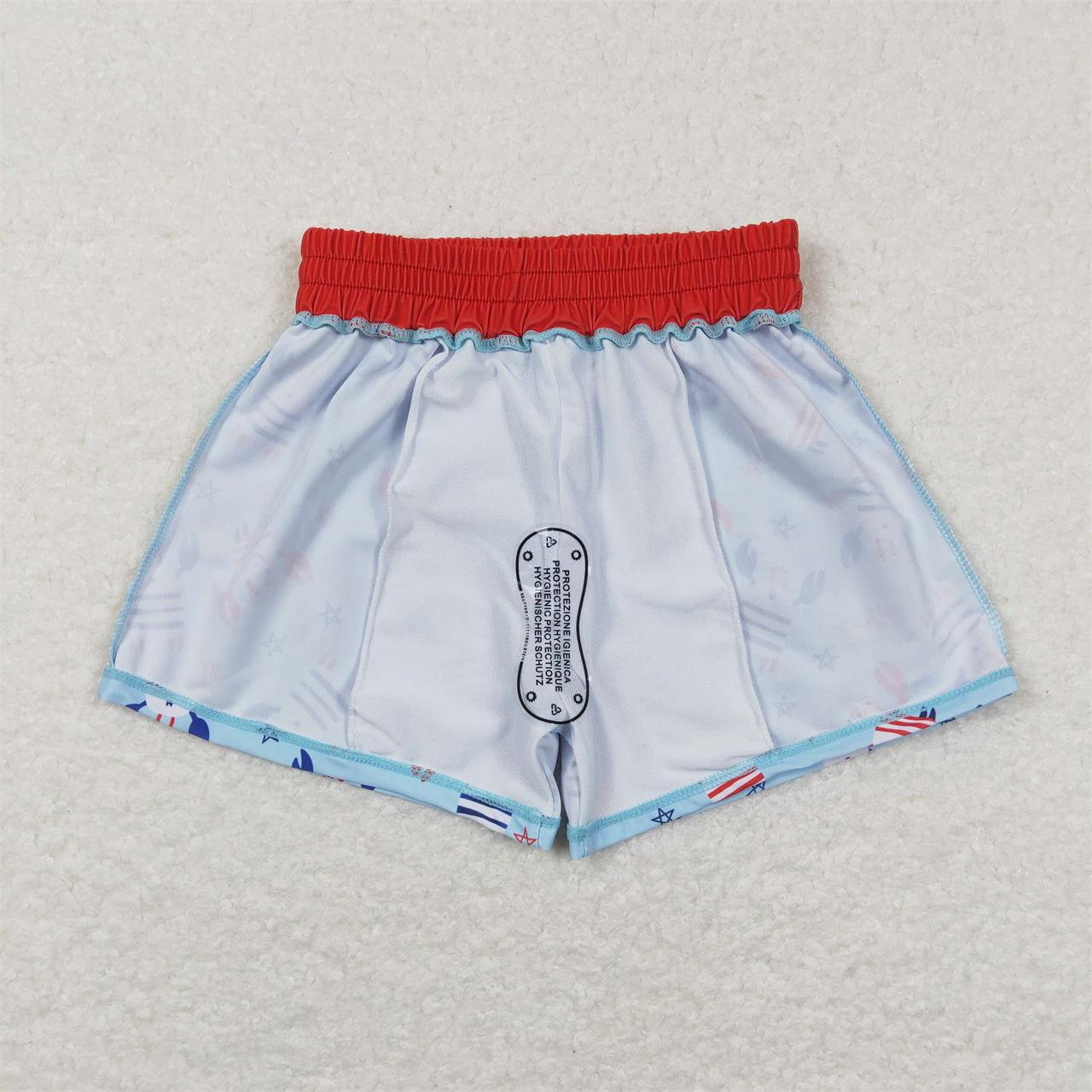 S0187 Baby Boy July 4th Crabs Swim Trunks Blue Shorts