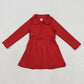Baby Girl Long Sleeves Zipper Knee Length Yoga Active Red Dress RTS
