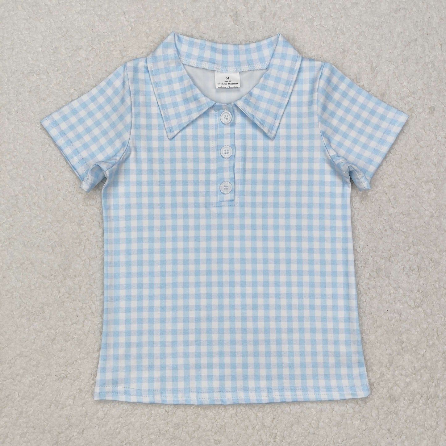 RTS Baby Boy Short Sleeves Blue Checkered Buttons Shirt Tops