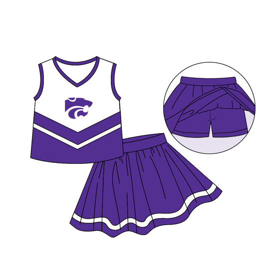 Baby Girl Tiger Team Purple Skirt With Shorts Summer Clothes Set