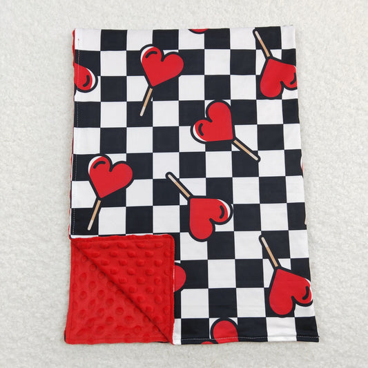 BL0113 Valentine's Day Baby Kids Hearts Checkered Blanket