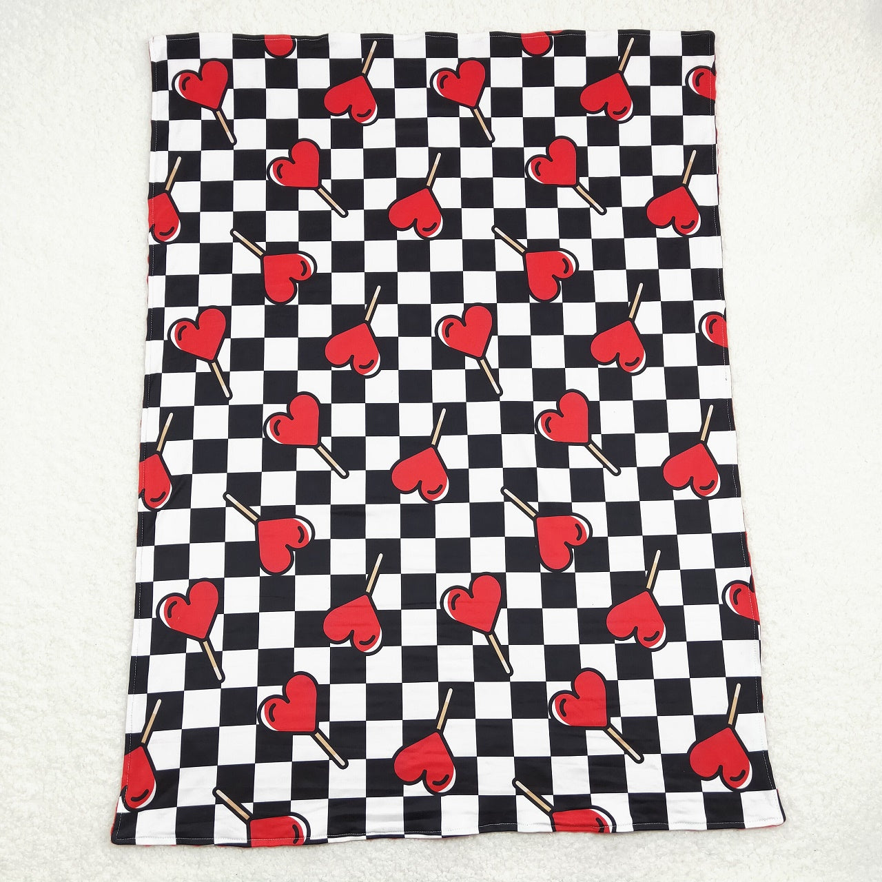 BL0113 Valentine's Day Baby Kids Hearts Checkered Blanket