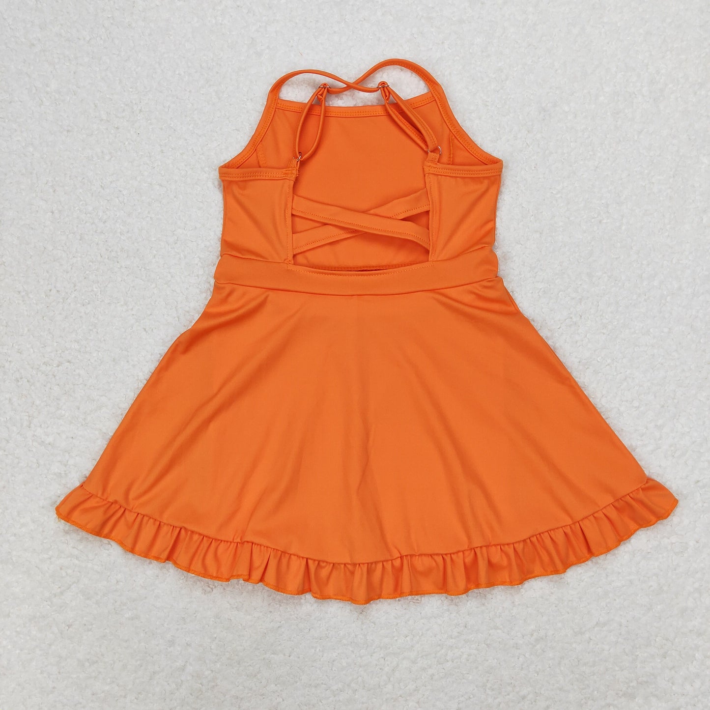 Baby Girl Sleeveless Orange Yoga Sports Shorts Dress