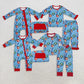 Boys Girls Long Sleeves Dogs Sibling Christmas Zipper Romper Pajamas Set Blue Clothes RTS