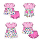 Baby Girl Short Sleeves Flower Bows Sibling Romper Dress Clothes Set ( Moq 5 Each Design )