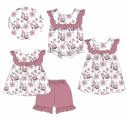 Baby Girl Flower Ruffle Sibling Romper Dress Set ( Moq 5 Each Style ) 1.17