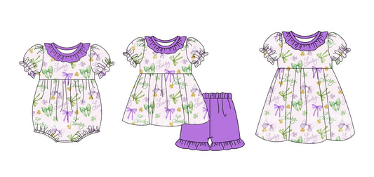 Baby Girl Short Sleeves St Patrick Bows Sibling Dress Romper Clothes Set ( Moq 5 Each Design ) 12.7
