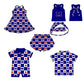 ( Moq 5 Each Style ) Baby Boys Girls Toddler Bows Team Sibling Shorts Dress Shirt Set Blue Clothes
