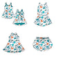 ( Moq 5 Each Style ) Baby Girls Toddler Green Bows Team Sibling Shorts Dresses Set Summer Clothing