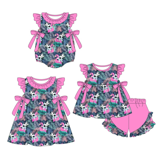 Baby Girl Dogs Bows Sibling Romper Dress Set ( Moq 5 Each Style ) 2.15