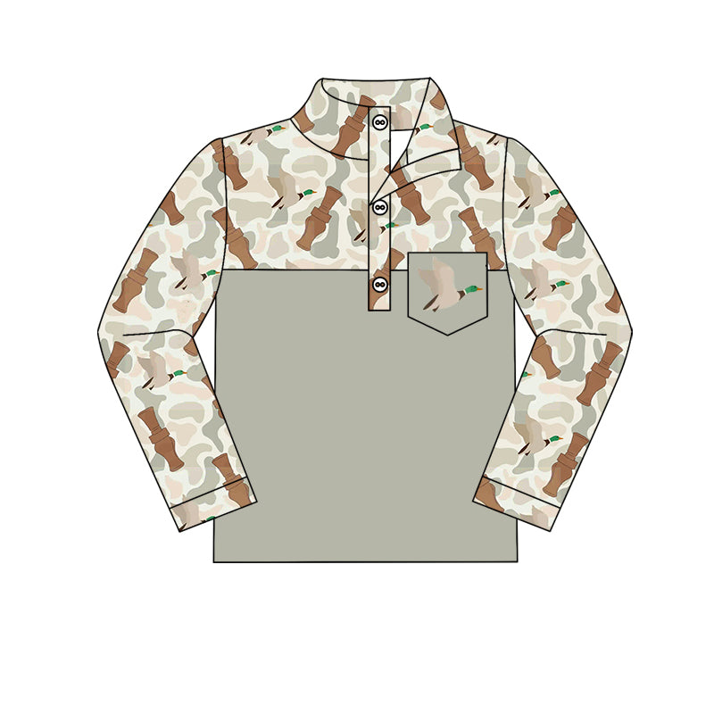 Baby Boy Toddler Long Sleeves Duck Camo Buttons Hunting Shirt Tops