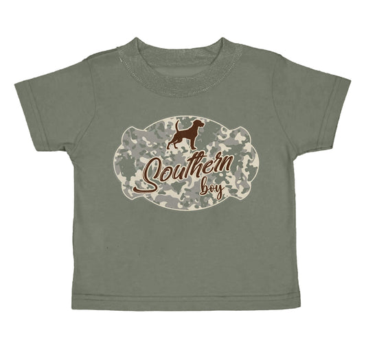 Baby Boy Kids Short Sleeves Dog Camo Green Shirt