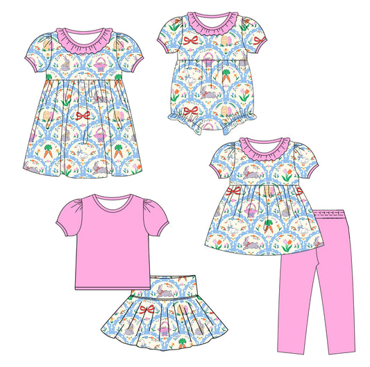 ( Moq 5 Each Style ) Baby Girl Toddler Bows Rabbits Carrots Easter Sibling Romper Dress Set