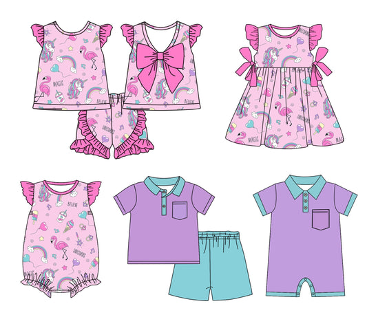 Baby Boy Girl Rainbow Hearts Sibling Romper Dress Set ( Moq 5 Each Style ) 1.23