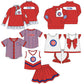 ( Moq 5 Each Style ) Baby Boys Girls Kids Sibling Team Shirts Sets Baseball Red Clothes