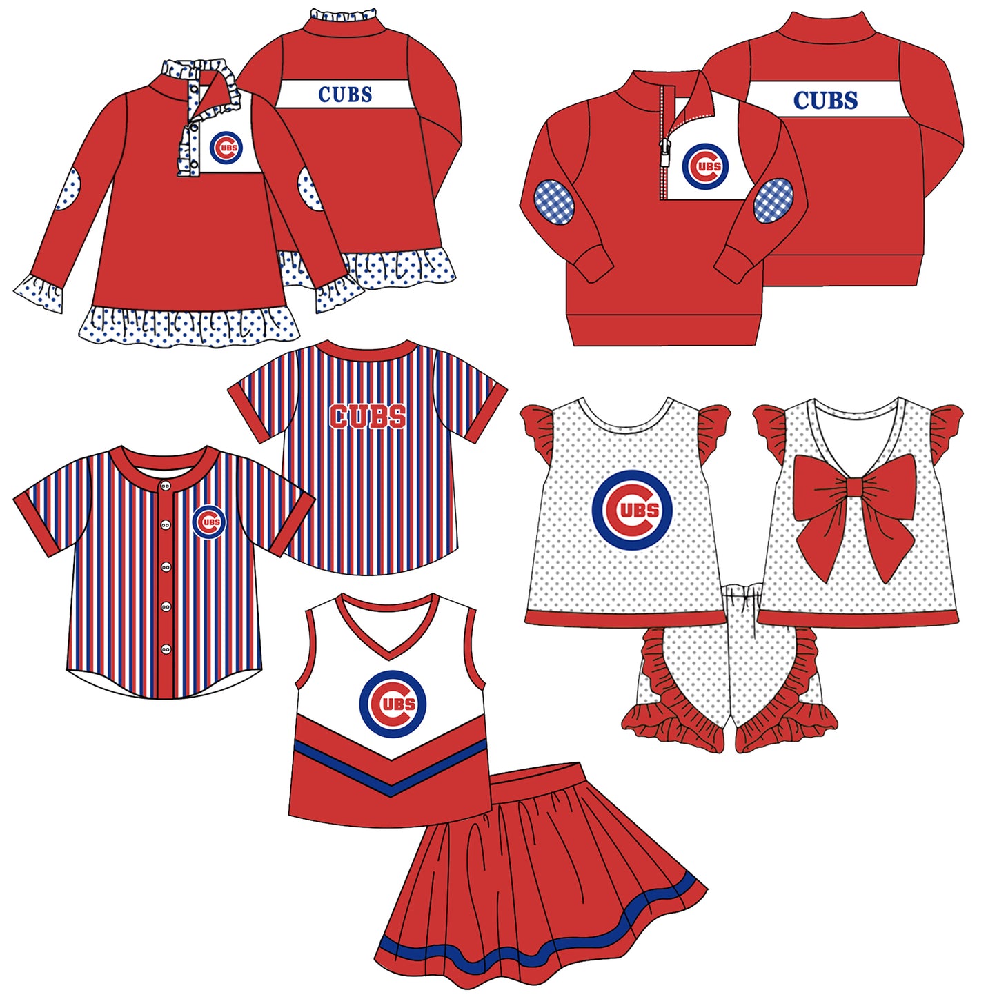 ( Moq 5 Each Style ) Baby Boys Girls Kids Sibling Team Shirts Sets Baseball Red Clothes