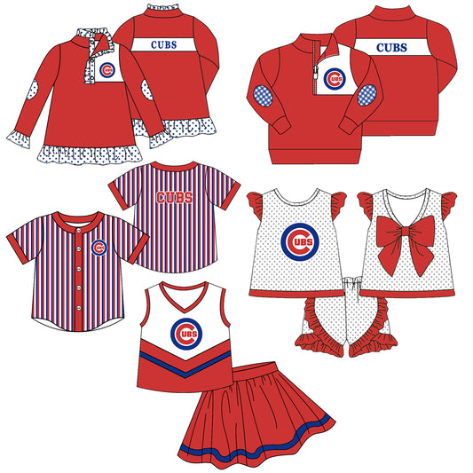 ( Moq 5 Each Style ) Baby Boys Girls Kids Sibling Team Shirts Sets Baseball Red Clothes
