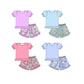 ( Moq 5 Each Style ) Baby Girl Short Sleeves Cotton Tops Floral Shorts Sibling Set 3.25