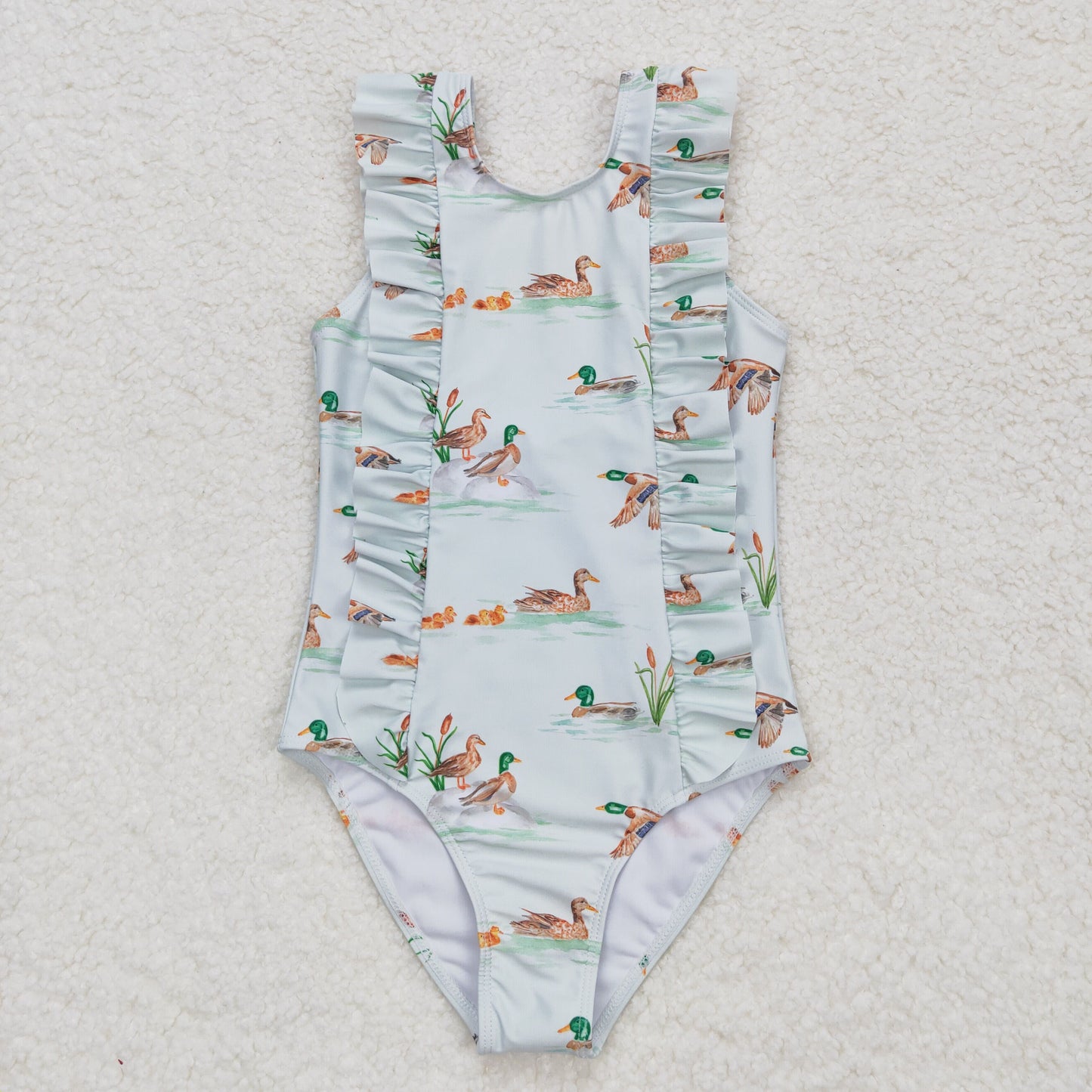 Baby Girl Sleeveless Ducks One Piece Swimsuit