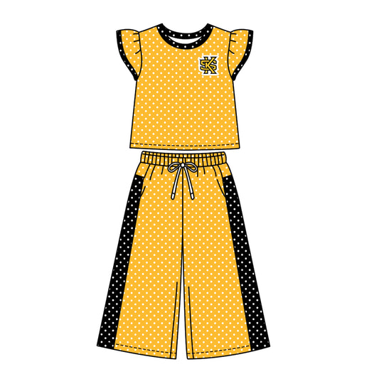 ( Moq 5 ) Baby Girls Kids Short Sleeves Shirt Pants Team Set Clothes