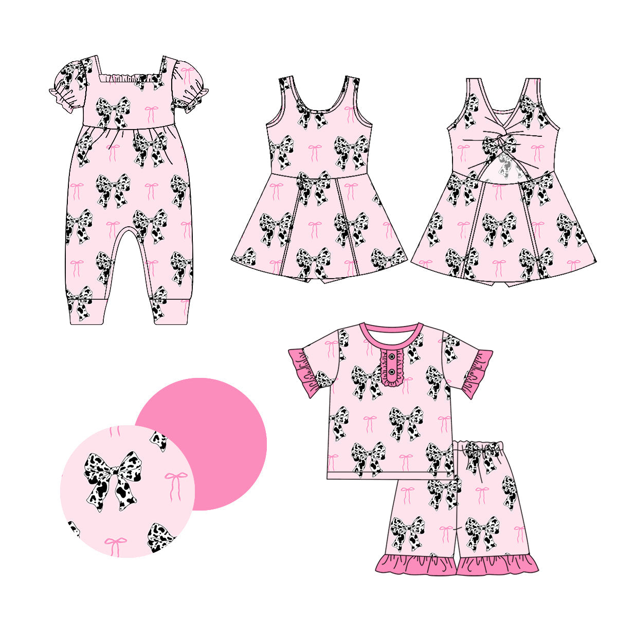 Baby Girl Western Bows Sibling Romper Dress Set ( Moq 5 Each Style ) 1.3