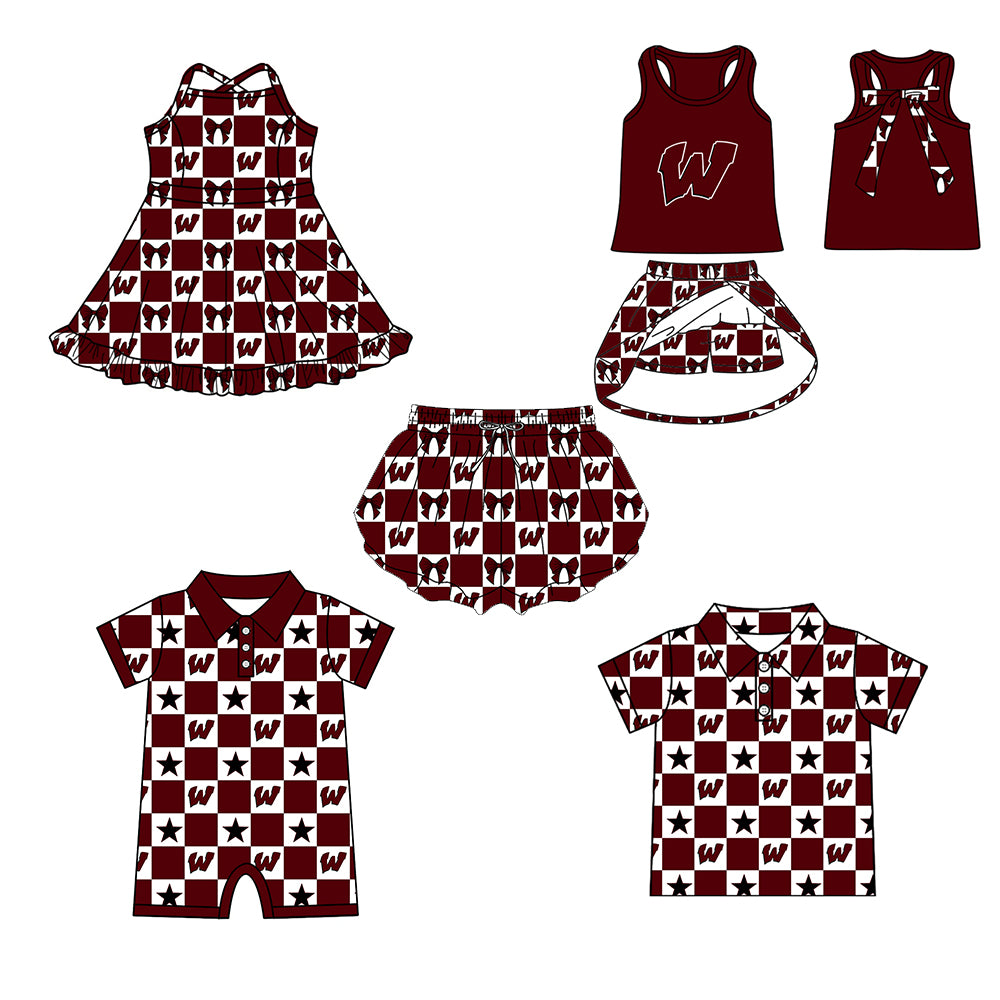 ( Moq 5 Each Style ) Baby Boys Girls Toddler Bows Team Sibling Shorts Dress Shirt Set Clothes