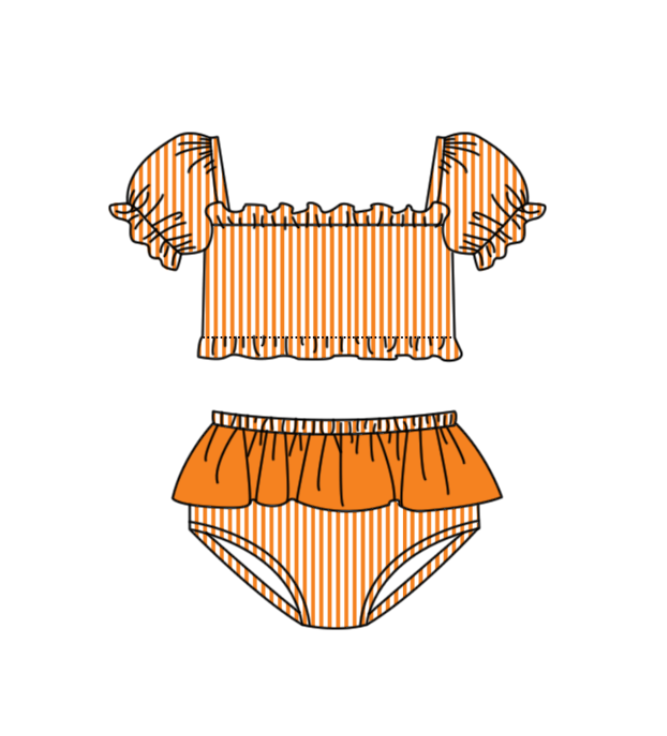 ( Moq 5 Each Style ) Baby Boys Girls Kids Team Sibling Orange Jumpsuits Sets Swimsuits