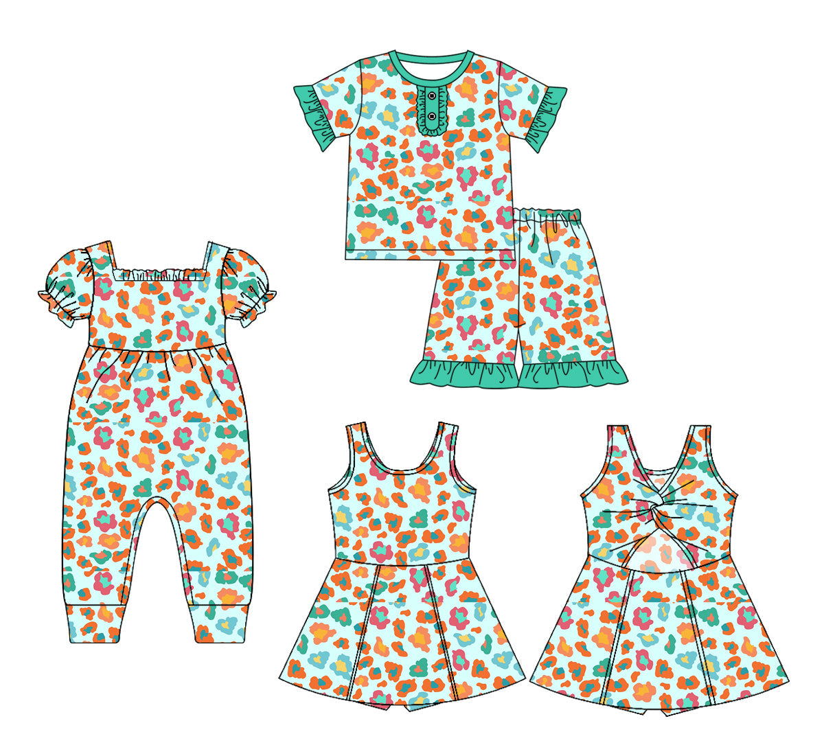 Baby Girl Leopard Sibling Romper Dress Set ( Moq 5 Each Style ) 1.20
