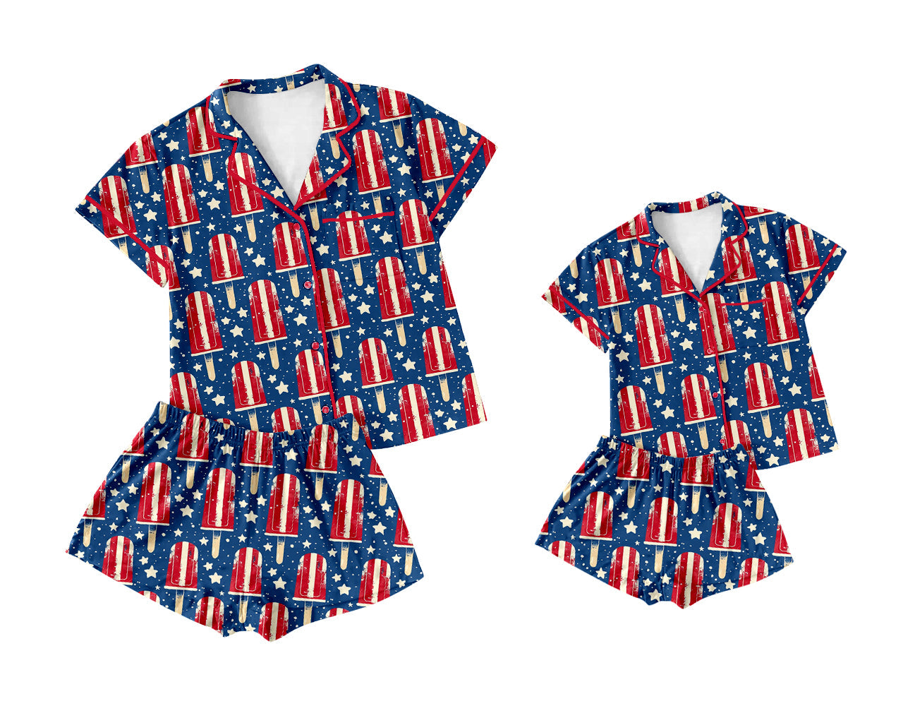 Baby Girl Adult Women Western Popsicles July 4th Sibling Pajamas Set ( Moq 5 Each Style ) 3.10