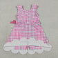 Sibling Baby Girls Plaid Bows Ruffle Yoga Active Shorts Knee Length Scallop Dresses RTS