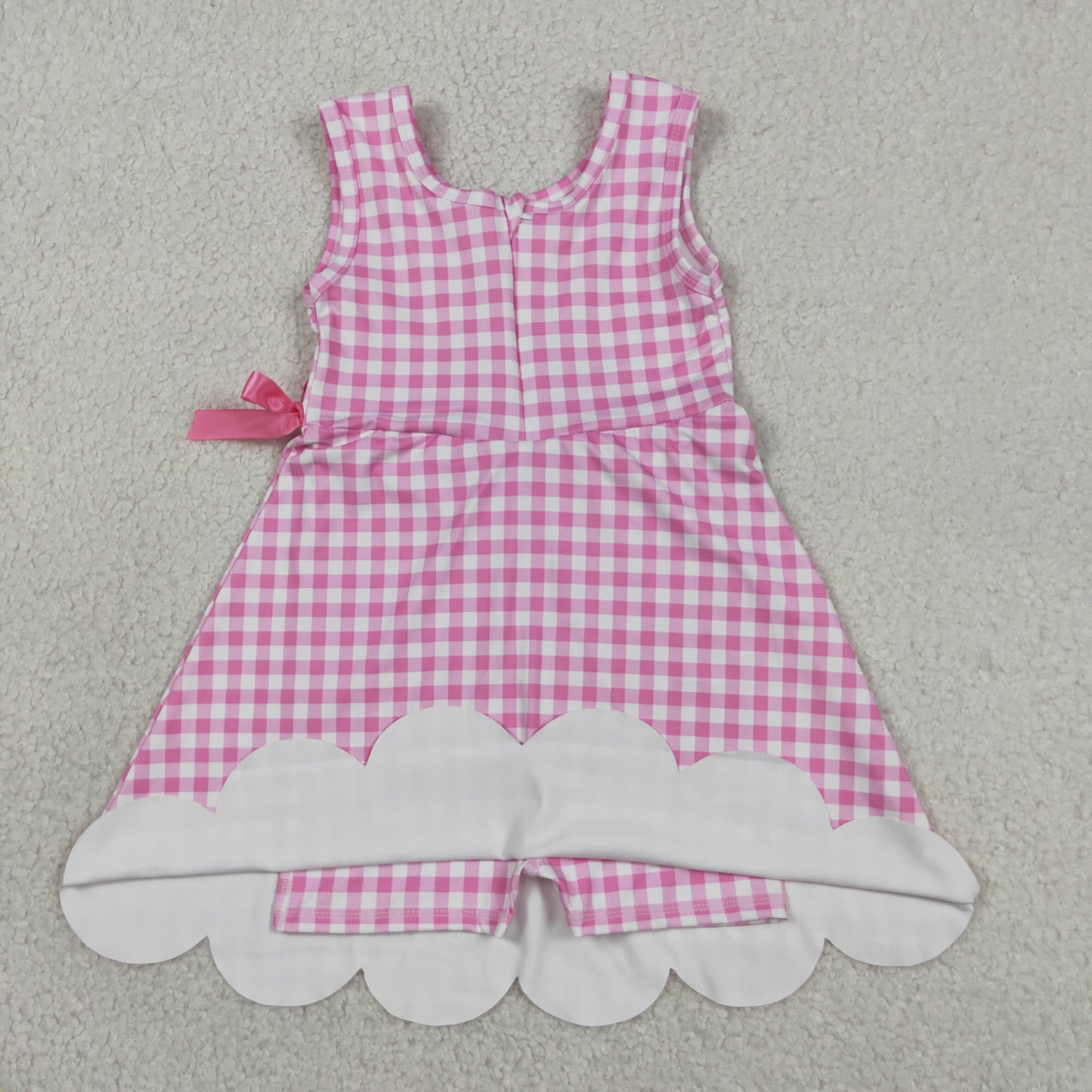 Sibling Baby Girls Plaid Bows Ruffle Yoga Active Shorts Knee Length Scallop Dresses RTS