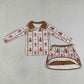 Baby Girls Kids Gingerbread Flower Bows Zipper Shirt Skirt Shorts Christmas Set Clothes RTS