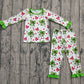 Baby Girl Infant Long Sleeves Red Green Bows Candy Shirt Pants Christmas Set Pajamas RTS