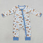 Baby Boy Infant Long Sleeves Valentine Tractors Hearts Zipper Romper